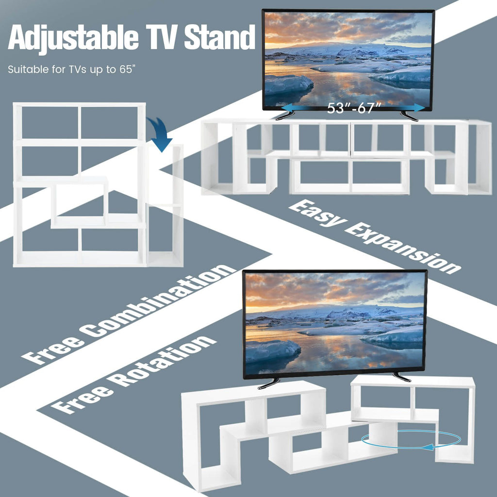 3 Pieces Convertible TV Stand for Tvs up to 65 Inches