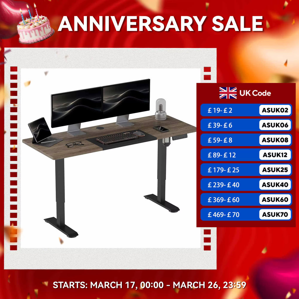 SEDOL Large Electric Standing Desk 140x70cm Height Adjustable Sit-to-Stand Workstation with 4 Smart Memory Presets Anti-Collision System and Cable Management