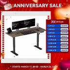SEDOL Large Electric Standing Desk 140x70cm Height Adjustable Sit-to-Stand Workstation with 4 Smart Memory Presets Anti-Collision System and Cable Management