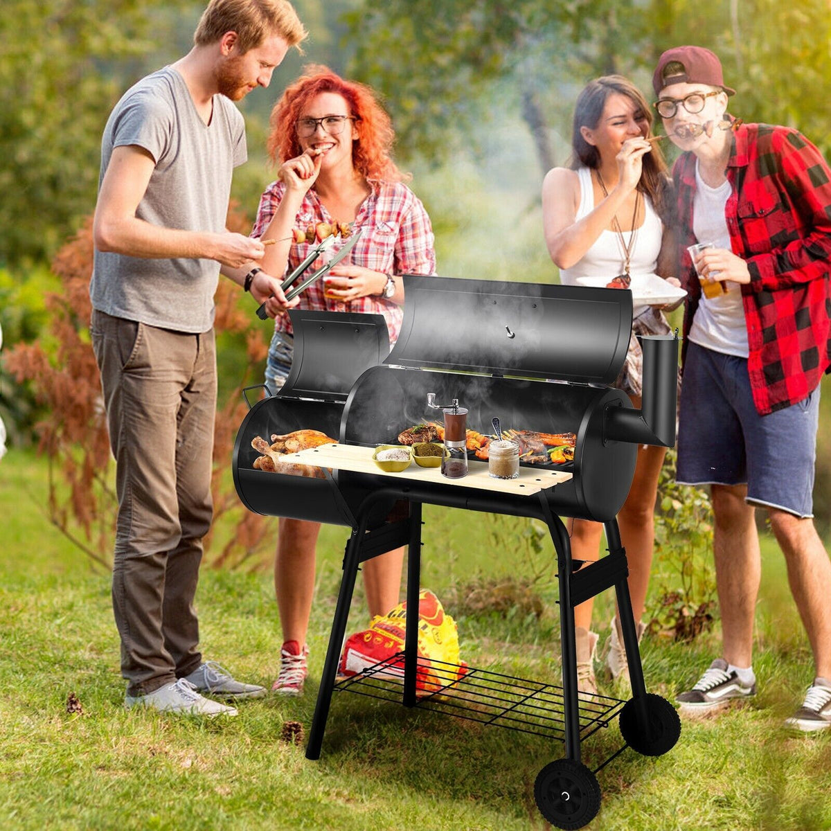 Outdoor Charcoal BBQ Grill & Smoker