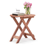 Wooden Side Table with Slatted Tabletop and Sturdy X-Shaped Frame