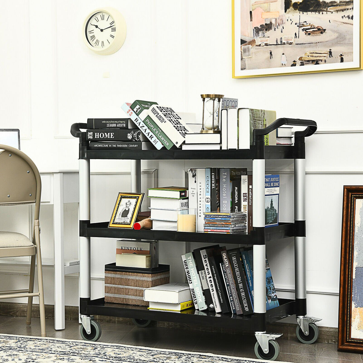 3-Tier Multifunctional Utility Cart with Flexible Wheels