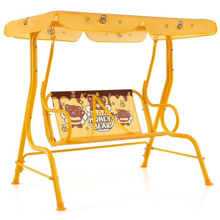 2-Seater Kids Swing Chair with Adjustable Canopy & Safety Belts