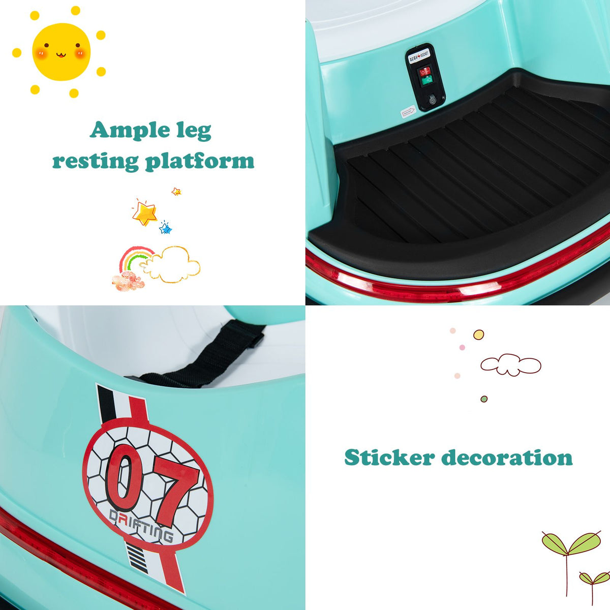 SEDOL Kids 6V Electric Bumper Car for Toddlers 360° Zero-Turn Waltz Car with Parental Remote Control Wall-Safe Rubber Bumper and Flashing LED Light Show