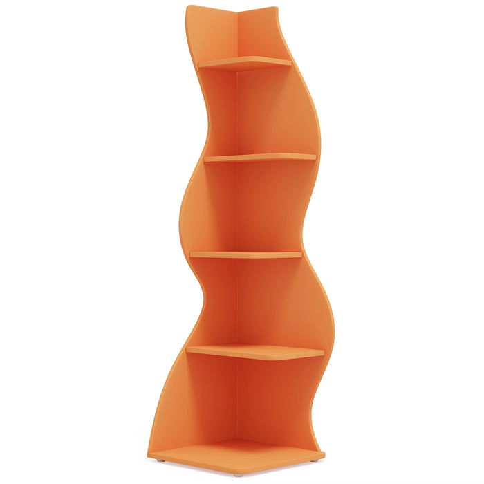 SEDOL Corner Shelf 5-Tier Modern Wall Bookshelf Stylish Tall Corner Storage Rack Small White Bookcase Plant Stand for Living Room Bedroom Office Space Saving