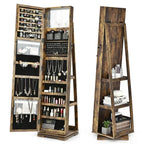 SEDOL 360° Rotating Full-Length Mirrored Jewellery Cabinet | Lockable Jewellery Armoire with 3-Tier Rear Display Shelves | Ultra-Large Storage for 120 Earrings, 78 Rings & 24 Necklaces | Velvet-Lined Boutique Organiser