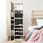 SEDOL 360° Rotating Full-Length Mirrored Jewellery Cabinet | Lockable Jewellery Armoire with 3-Tier Rear Display Shelves | Ultra-Large Storage for 120 Earrings, 78 Rings & 24 Necklaces | Velvet-Lined Boutique Organiser