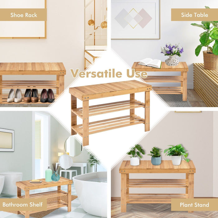 3-Tier Bamboo Shoe Bench for Entryway