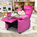 SEDOL Deluxe Larger Kids Recliner Armchair with Dual Cup Holders and Storage Pockets Premium Velvet Children’s Lounge Chair with 130° Adjustable Backrest & Pine Wood Frame