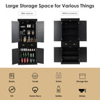 4-Door Tall Kitchen Cupboard Adjustable Shelves and Drawer