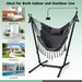 Hammock Chair with Stand – Adjustable Height, Phone Holder & Boho Tassels