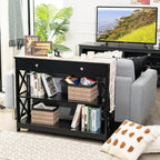 3-Tier Console Table with 1 Drawer and 2 Storage Shelves