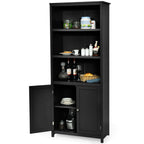 Wooden Tall Bookcase with 3-Tier Storage Cabinet
