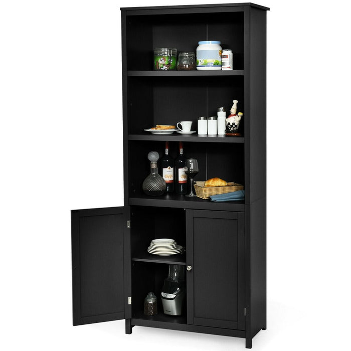 Wooden Tall Bookcase with 3-Tier Storage Cabinet