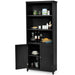 Wooden Tall Bookcase with 3-Tier Storage Cabinet