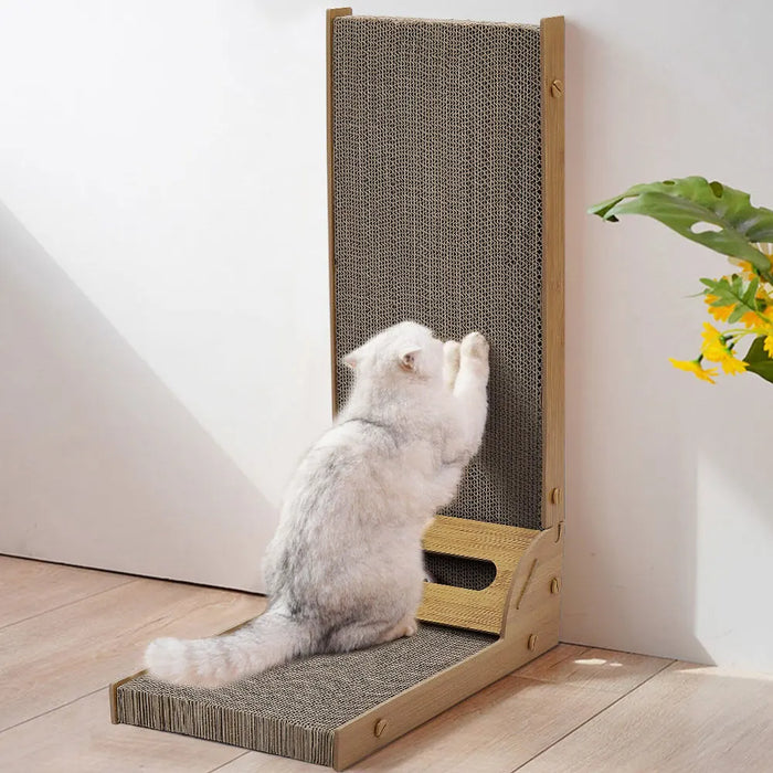 L-Shaped Cat Scratching Board – Sturdy Corrugated Cardboard Cat Scratcher