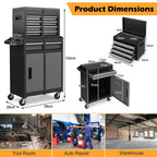 High-Capacity Rolling Tool Cabinet – Lockable Wheels, Metal 2‑in‑1 Chest & Base