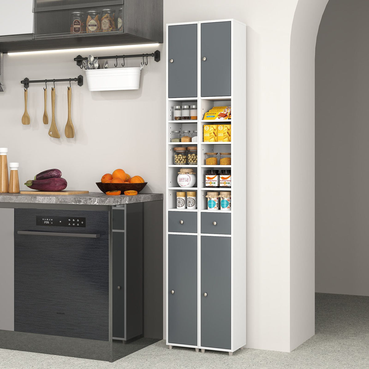 180CM Tall Freestanding Bathroom Cabinet with 2 Doors and 1 Drawer