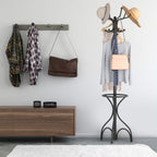 Modern Freestanding Metal Coat Stand with 12 Hooks