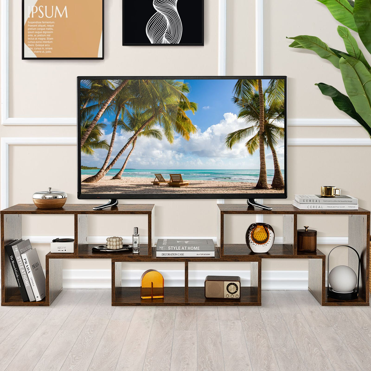 3 Pieces Convertible TV Stand for Tvs up to 65 Inches