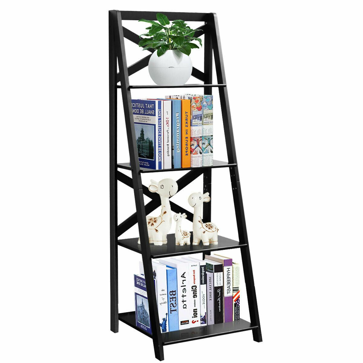 4 Tier Wooden Ladder Shelving Unit