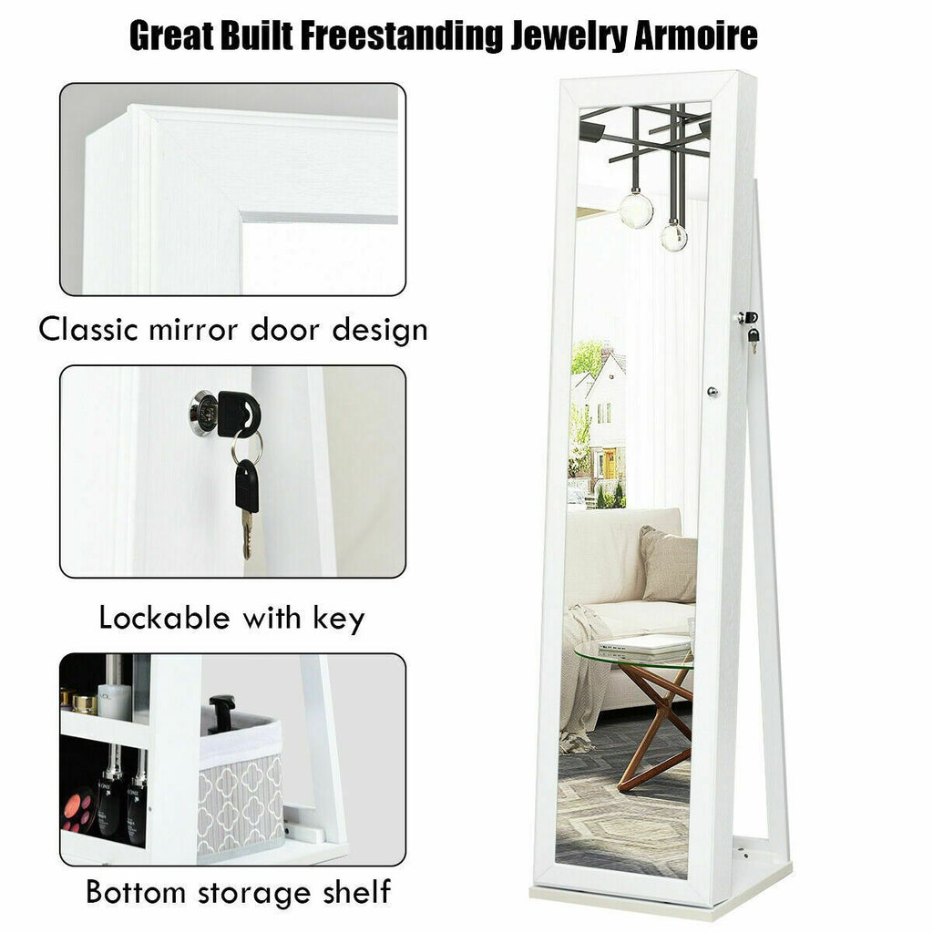 3-In-1 Mirrored Jewellery Armoire with Display Shelves