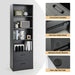 6-Tier Modern Wooden Bookshelf with 4 Open Shelves and 2 Drawers