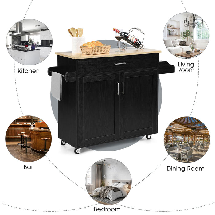 Rolling Kitchen Storage Trolley with Adjustable Shelf and Drawer