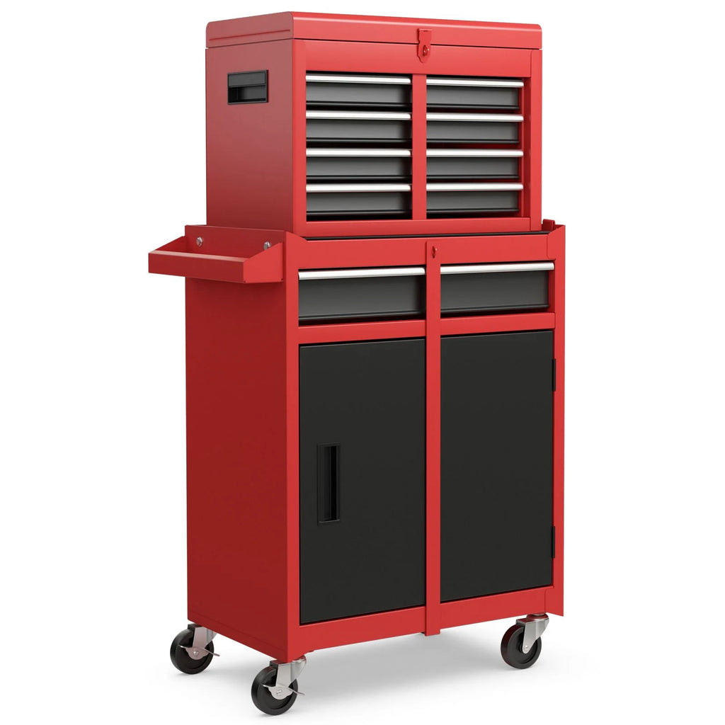 High-Capacity Rolling Tool Cabinet – Lockable Wheels, Metal 2‑in‑1 Chest & Base