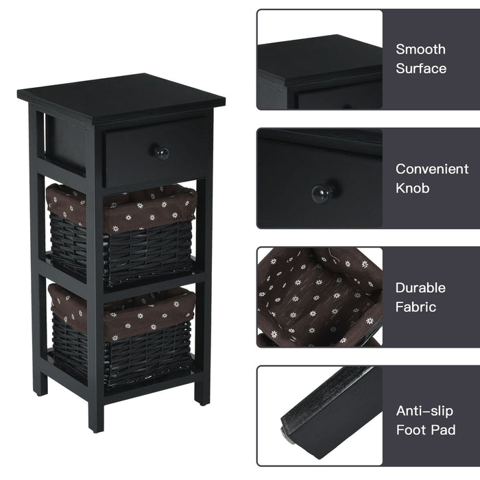 Bedside Table Made of Paulownia Wood in Country House Style