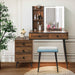Vanity Table Set with 3-Color LED Lights Mirror and Charging Station