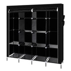 67" Portable Clothes Wardrobe – 12-Shelf Fabric Closet Organiser (Black)