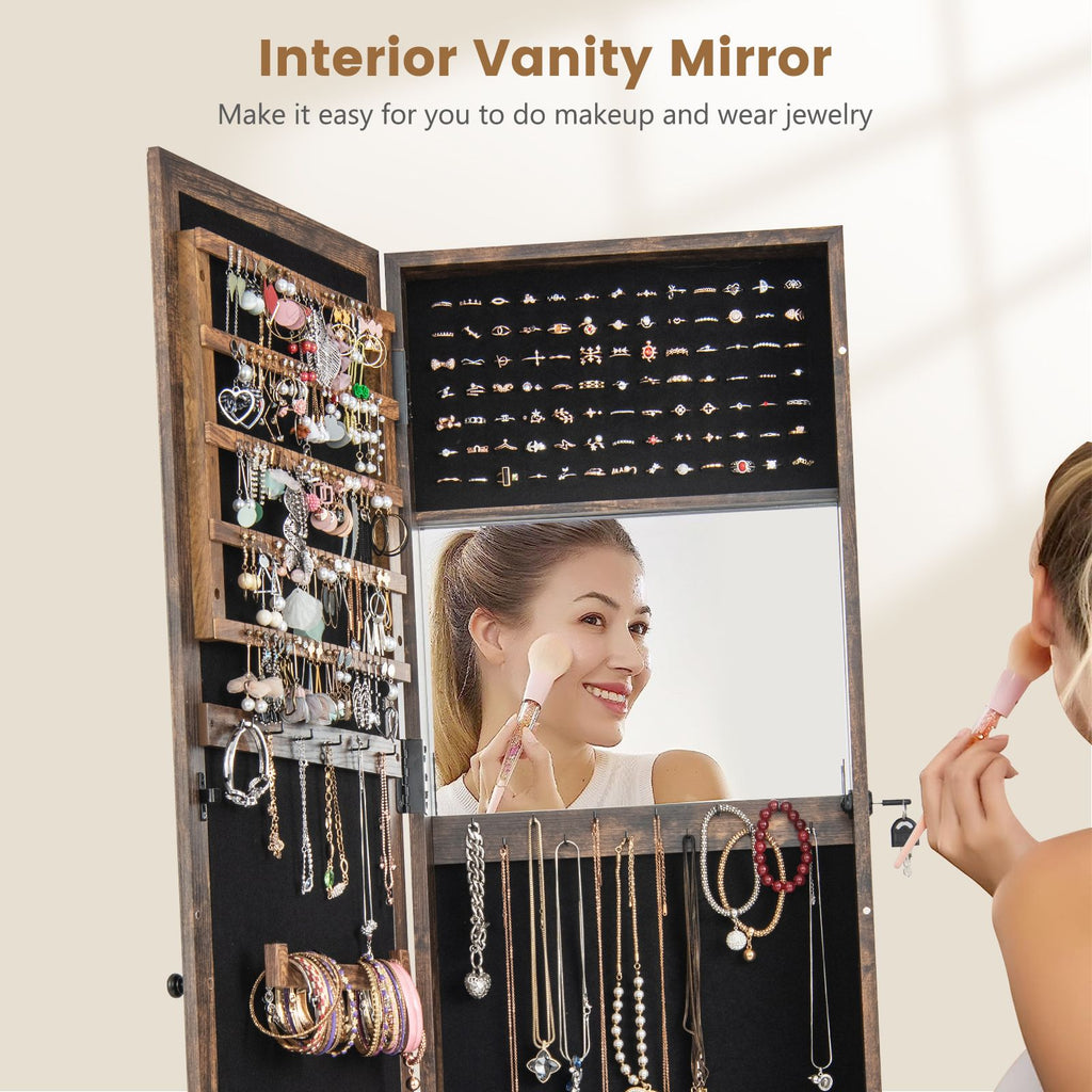 3-In-1 Mirrored Jewellery Armoire with Display Shelves