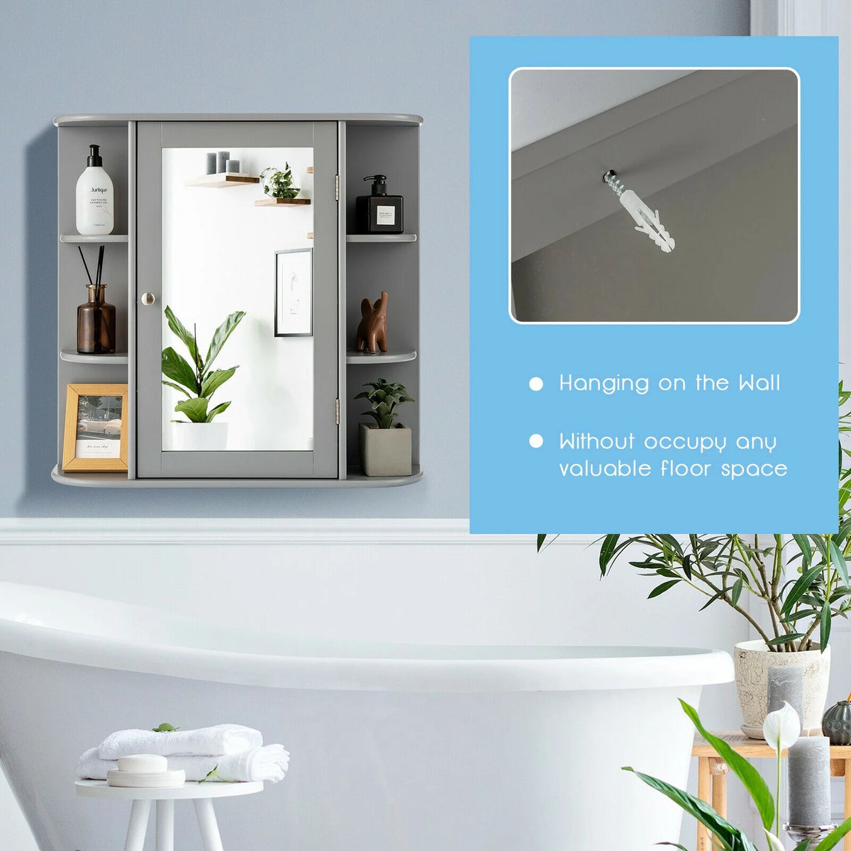 3-Tier Mirrored Wall Mounted Bathroom Cabinet