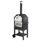 Outdoor Wood-Fired Pizza Oven – Portable Garden Pizza Maker with Stone, Peel & Grill Rack