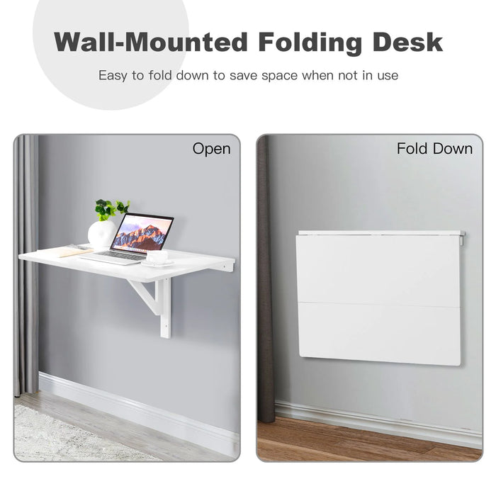 80 X 60 Cm Wall Mounted Folding Table Drop-Leaf Floating Writing Desk