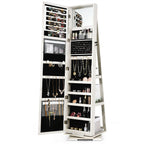 SEDOL 360° Rotating Full-Length Mirrored Jewellery Cabinet | Lockable Jewellery Armoire with 3-Tier Rear Display Shelves | Ultra-Large Storage for 120 Earrings, 78 Rings & 24 Necklaces | Velvet-Lined Boutique Organiser