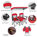 Double Folding Camping Chair with Canopy and Armrests