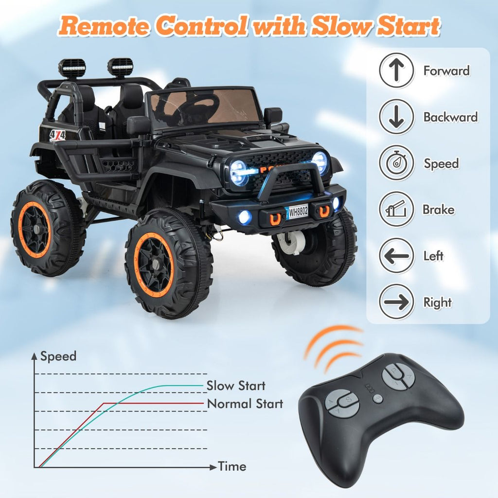 SEDOL 2-Seater 24V Kids Ride-On Truck with 4-Motor 4WD System Parental Remote Control 3-Point Safety Harness and Bonus Digging Shovel – 50kg Capacity