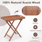 Wooden Side Table with Slatted Tabletop and Sturdy X-Shaped Frame