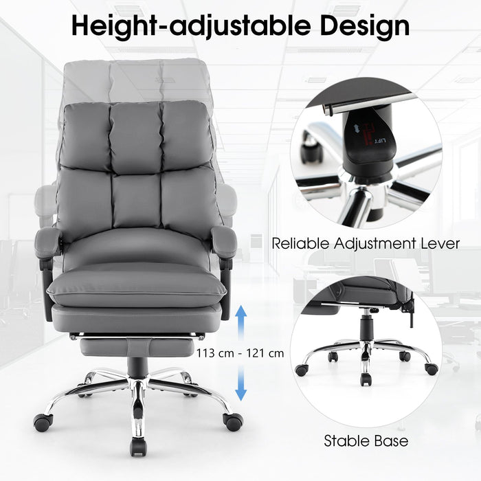 Ergonomic Adjustable High Back Rolling Computer Chair with Retractable Footrest