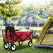 Heavy Duty Camping Garden Cart with Adjustable Handle and Drink Holders