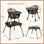 SEDOL 5-in-1 Convertible Baby High Chair & Independent Play Table Set with 5-Point Safety Harness 2-Position Removable Tray and Waterproof Easy-Clean Cushion