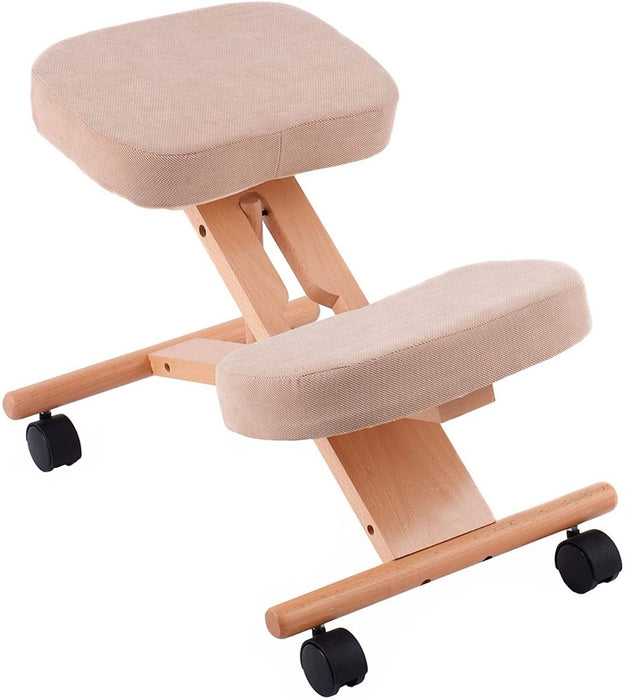 Wood Posture Stool with Angle and Height Adjustable for Gaming Computer Work