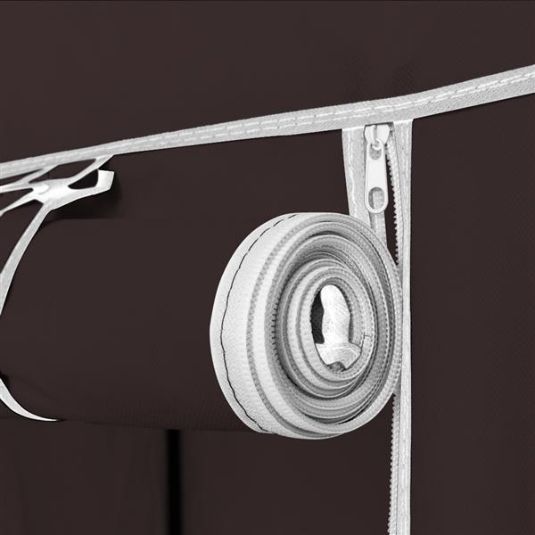 67" Portable Clothes Wardrobe – Fabric Closet with Hanging Rod (Dark Brown)
