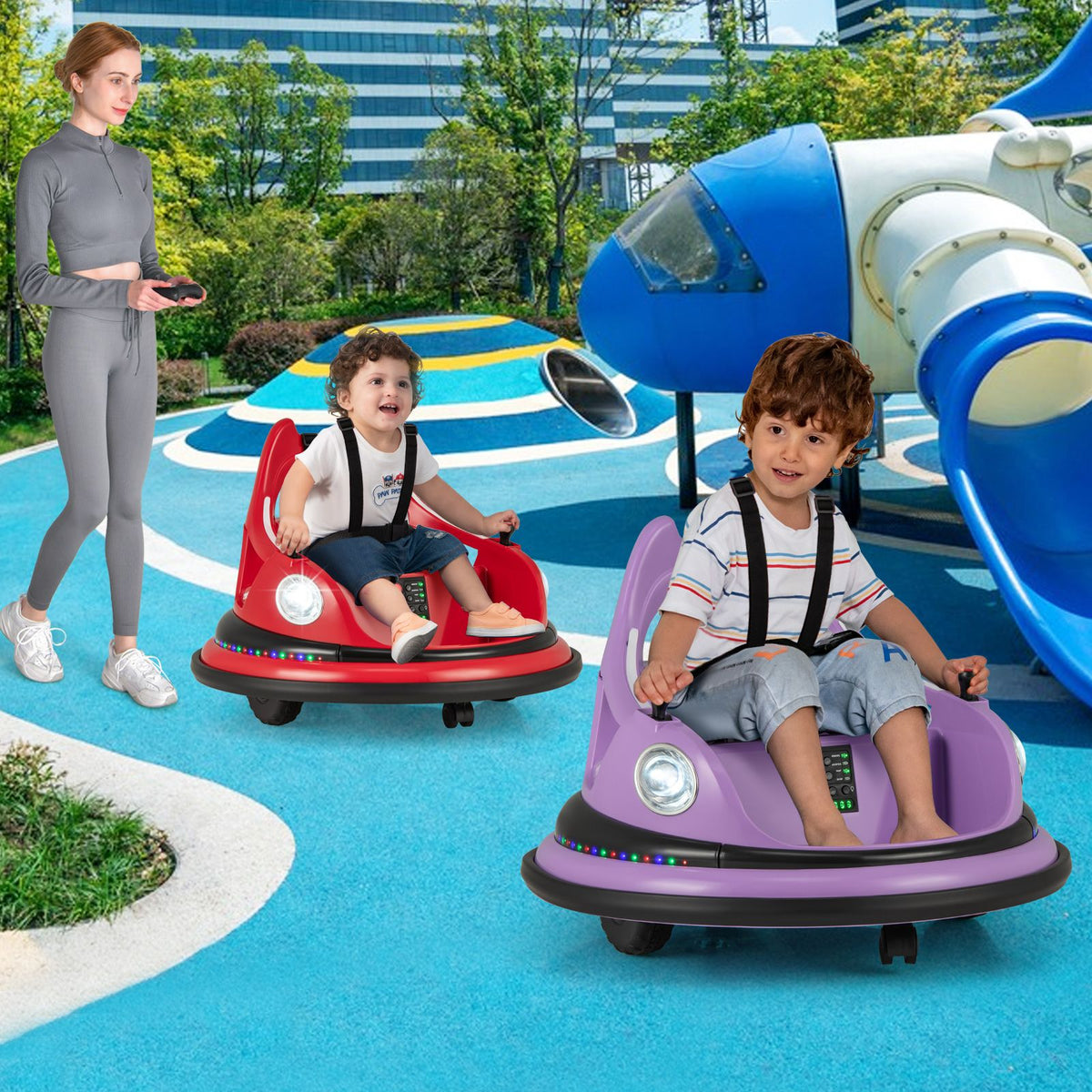 SEDOL 12V High-Performance Kids Bumper Car with 5-Point Safety Harness 360° Zero-Turn Dual Joysticks and 5-Mode LED Light Show – 12V Powered for Ages 3+