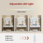 SEDOL Makeup Vanity with LED Lighted Mirror and Visual Glass Tabletop Modern Dressing Table with 2 Drawers and Removable Cube Storage Organizer White Bedroom Vanity