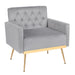 Modern Velvet Accent Chair with Button Tufted Back and Golden Metal Legs