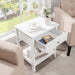 2 Pieces Wooden Nightstand with Drawer and Storage Shelf