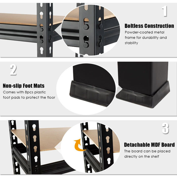 5-Tier Adjustable Storage Rack – Heavy-Duty Metal & MDF Shelving Unit